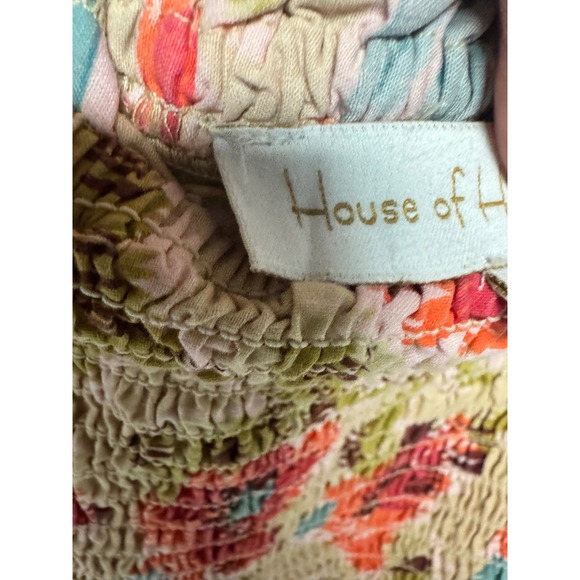 House of Harlow 1960 Zoey Smocked Floral Maxi‎ Dress Flutter Sleeve Boho Size S - Picture 6 of 16